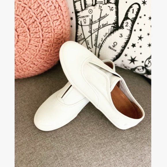 Frye Shoes - FRYE MAYA WHITE LEATHER SLIP ON SNEAKERS 8.5